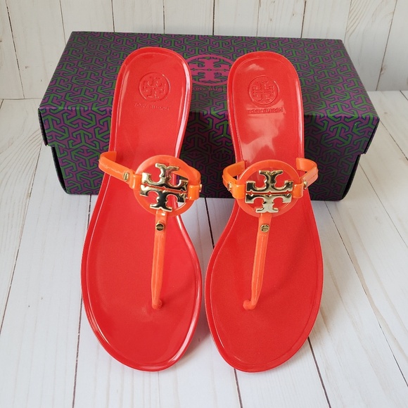 NWB Tory Burch Mini Miller Jelly Thong Orange 9 - Picture 2 of 4
